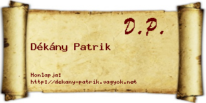 Dékány Patrik névjegykártya